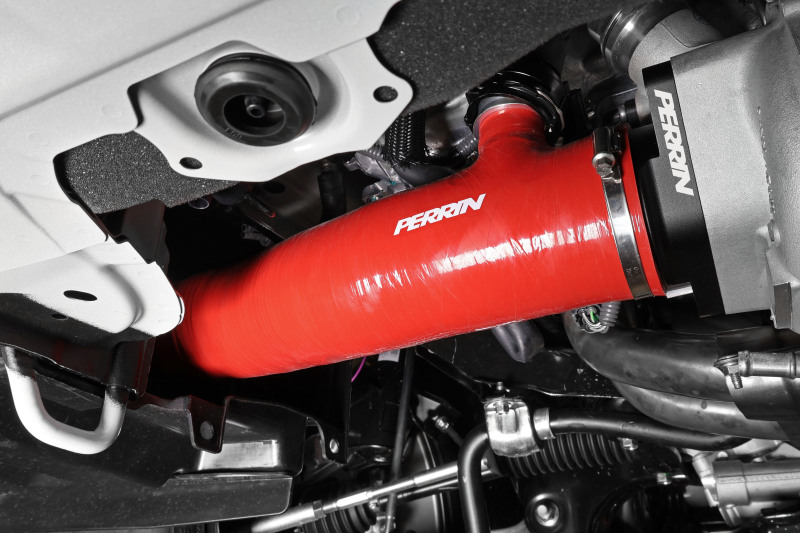 Subaru OBXT Turbo Inlet Hose - Perrin Performance - w/Turbo Adapter Flange (Long) - Red - `20-`25